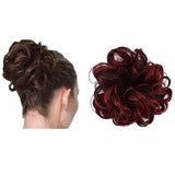 2 X Women's Messy Bun Scrunchie Hair Extensions Hair Wigs Purple and Wine Red