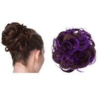 2 X Women's Messy Bun Scrunchie Hair Extensions Hair Wigs Purple and Wine Red