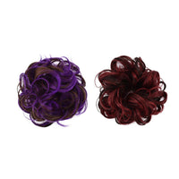 2 X Women's Messy Bun Scrunchie Hair Extensions Hair Wigs Purple and Wine Red