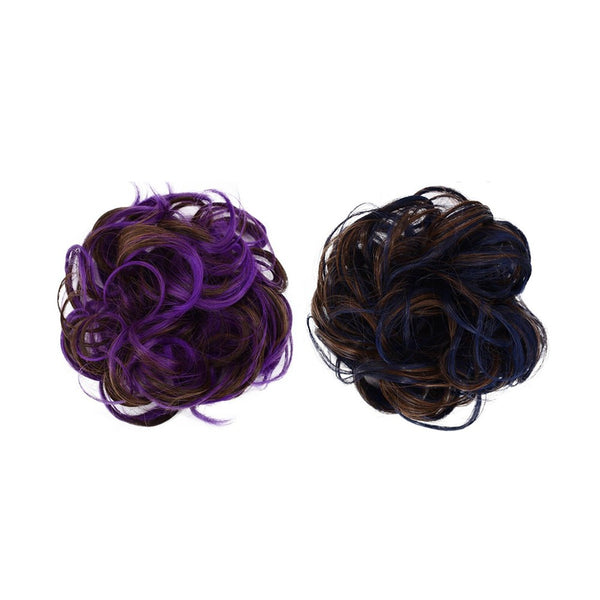 2 X Women's Messy Bun Scrunchie Hair Extensions Hair Wigs Purple and Blue