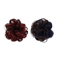 2 X Women's Messy Bun Scrunchie Hair Extensions Hair Wigs Wine Red and Blue