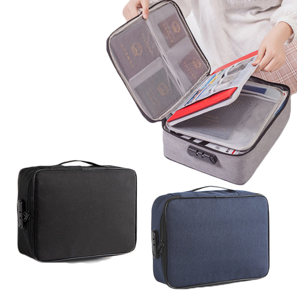 1 or 2Pcs Document Storage Bag Certification Organiser Travel Handbag with Lock