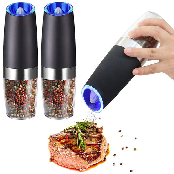 2Pk Electric Salt and Pepper Grinder One-Handed Operation Automatic Grinder Kitchen Spices Shaker