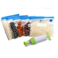 10Pcs 16x22CM Reusable Food Vacuum Sealer Bag with 1 X Manual Pump