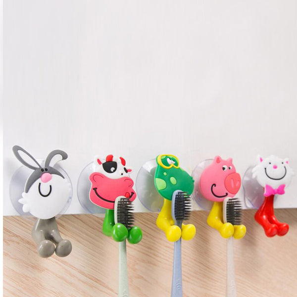 10PCS Cute Cartoon Toothbrush Holder with Suction Mount