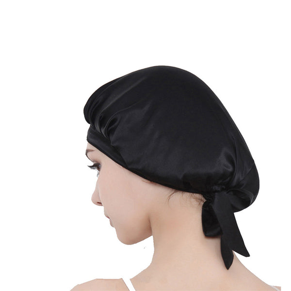 Women's 100% Mulberry Silk Sleep Hair Hat Care Sleeping Bonnet Night Cap-Navy