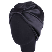 Double-Layered Stain Silk Elastic Turban Black