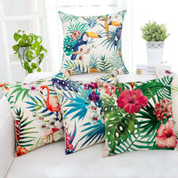 4Pcs Tropical Plant Floral Leaves Cushion Covers Pillow Cases