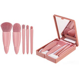 5Pcs Portable Makeup Brushes Set with Mirror