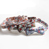 Blue Pet Collar with Bow Tie Adjustable Dogs Cats Collar