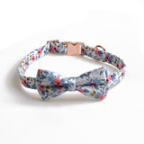 Blue Pet Collar with Bow Tie Adjustable Dogs Cats Collar