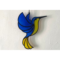 Glass Hummingbird Suncatcher Garden Hanging Art Decor-Blue