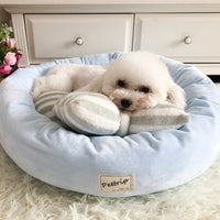 FancyGrab Pet Bed with Pillow Round Shape Pet Dog Cat Bed Blue