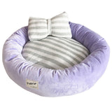 FancyGrab Pet Bed with Pillow Round Shape Pet Dog Cat Bed Purple Medium