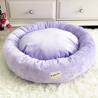 FancyGrab Pet Bed with Pillow Round Shape Pet Dog Cat Bed Purple Small