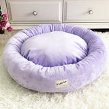 FancyGrab Pet Bed with Pillow Round Shape Pet Dog Cat Bed Purple Medium