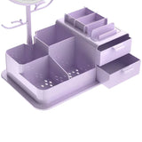 Cosmetics Storage Box with LED Makeup Mirror Purple