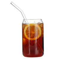 16oz Drinking Glasses Cups with Straws and Lids-4 Pack Set