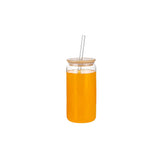 16oz Drinking Glasses Cups with Straws and Lids-4 Pack Set