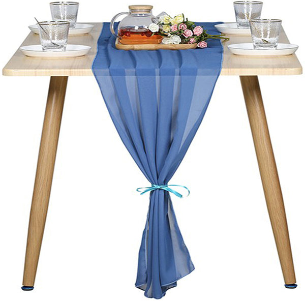 Chiffon Table Runner Home Party Decorations Pure Color Simplicity Tablecloth 70 x 300cm-Dark Blue