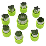 Stainless Steel Biscuit Molds Vegetable Fruit Cutter Mold Slicer 10-Piece Set Green