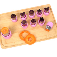 Stainless Steel Biscuit Molds Vegetable Fruit Cutter Mold Slicer 10-Piece Set Pink