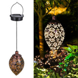 Solar Powered LED Hollow Light Hanging Lamp Garden Outdoor Landscape Decor