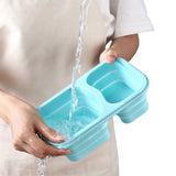 Collapsible Silicone Outdoor Lunch Box Leakproof Folding Food Storage Container Blue