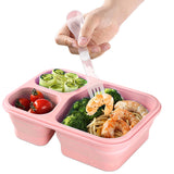 Collapsible Silicone Outdoor Lunch Box Leakproof Folding Food Storage Container Pink