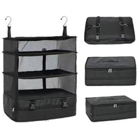 3 Layer Portable Travel Storage Bag Hook Hanging Organizer Wardrobe Clothes Rack