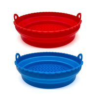 Set of 2 pcs Foldable Air Fryer Silicone Pot -Red and Blue