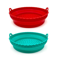 Set of 2 pcs Foldable Air Fryer Silicone Pot -Red and Green