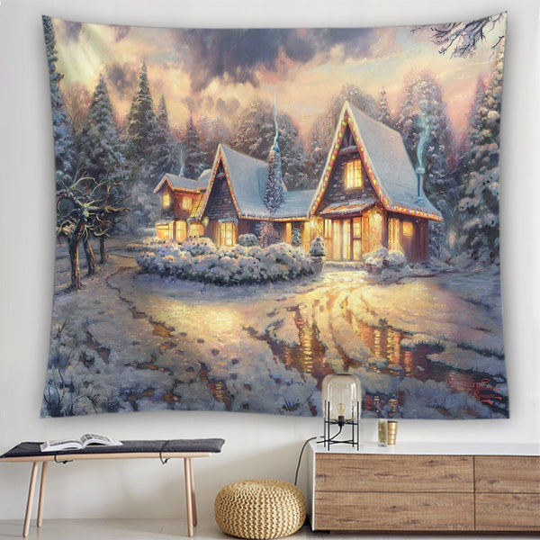 150 x 130cm Christmas Tapestry Christmas Wall Hanging Carpet Tapestry -Style 4