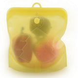 2Pcs Silicone Food Bag Reusable Seal Food Storage Bags -Yellow and Rose Red