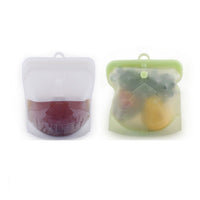 2Pcs Silicone Food Bag Reusable Seal Food Storage Bags -Transparent and Green