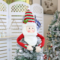 Christmas Tree Topper Decoration Santa Claus Snowman Elk Xmas Holiday Home Party Decorations -Santa Claus Style