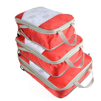 3-Piece Travel Luggage Compression Packing Bag Cloth Storage Bag -Red