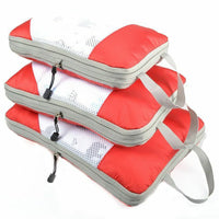 3-Piece Travel Luggage Compression Packing Bag Cloth Storage Bag -Red