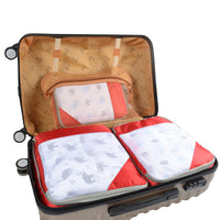 3-Piece Travel Luggage Compression Packing Bag Cloth Storage Bag -Red