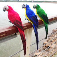 3Pcs Artificial Fake Parrot Lifelike Feathered Bird Imitation Garden Ornament 25cm -Style 1