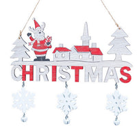 Set of 3 Pcs Wooden Christmas Hanging Sign Wall Hanging Ornaments Xmas Home Decor