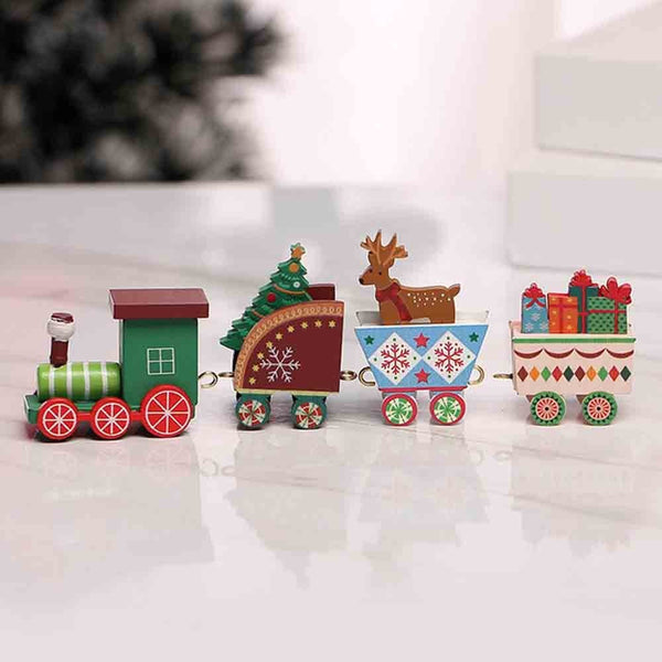 Merry Christmas Wooden Train Ornament Christmas Decoration Xmas Gifts New Year-Green