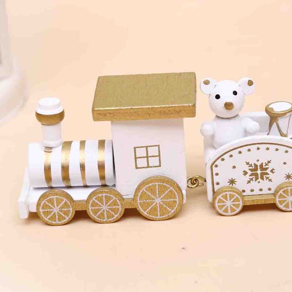 Merry Christmas Wooden Train Ornament Christmas Decoration Xmas Gifts New Year-White