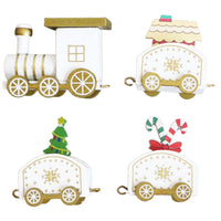 Merry Christmas Wooden Train Ornament Christmas Decoration Xmas Gifts New Year-White