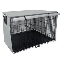 Portable Pet Dog Crate Cover Cage Kennel Cover L-Gray