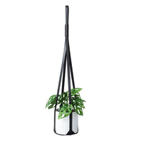 Square PU Leather Garden Plant Hanger Wall Hanging Flower Pot Stand Home Decor -Black