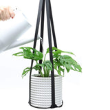 Square PU Leather Garden Plant Hanger Wall Hanging Flower Pot Stand Home Decor -Black