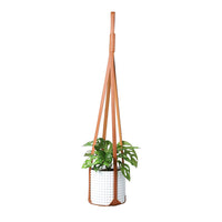 Square PU Leather Garden Plant Hanger Wall Hanging Flower Pot Stand Home Decor -Brown