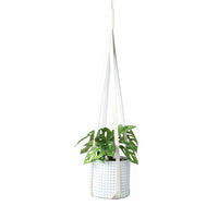 Square PU Leather Garden Plant Hanger Wall Hanging Flower Pot Stand Home Decor -White