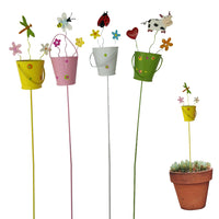 4pcs Fairy Garden Picks Garden Decorative Flower Pot Metal Crafts Decor Random Style Colour